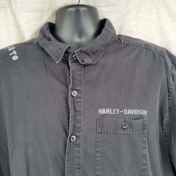 HARLEY Davidson Men's 2XL Black Bleach Style Graffiti Graphics Potato Potato - Picture 3 of 14